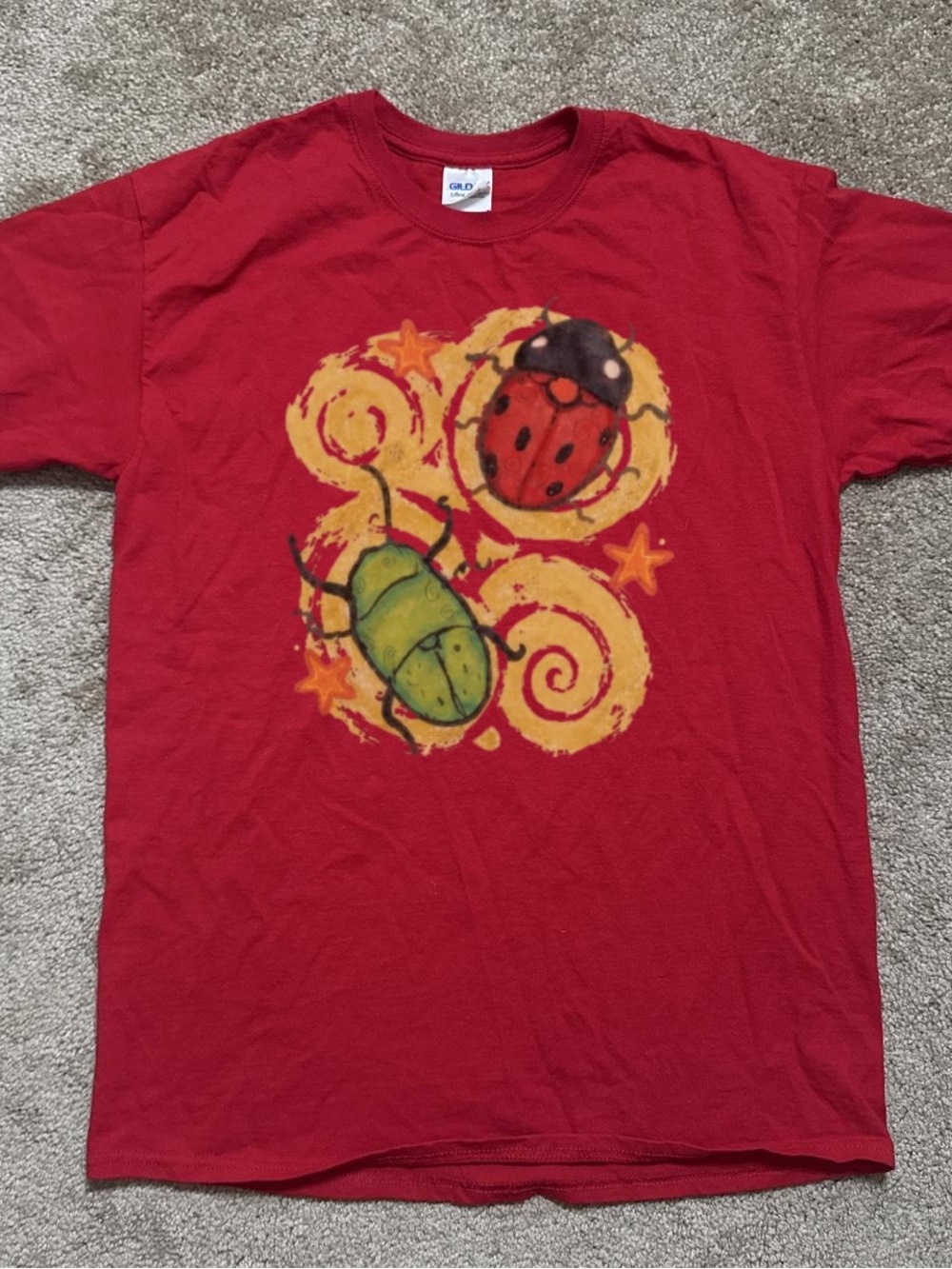 Gildan Cardinalred Ladybug and Beetle Graphic Tee